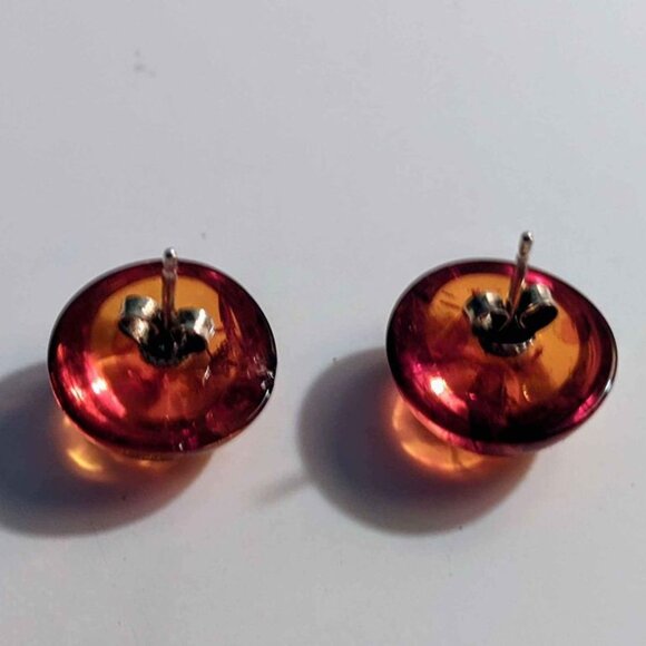 Baltic Amber Round Stud Earrings with Silver Posts - Picture 3 of 3